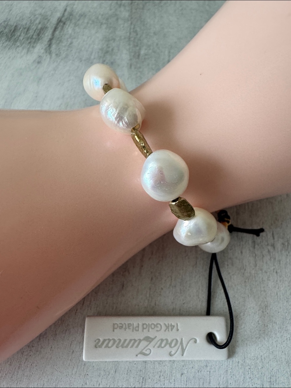 Noa Zuman Fresh Water Large Pearls Bracelet w Gold Plated Studs